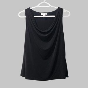 Calvin Klein Black Cowl Neck Sleeveless Top Women’s Medium Draped Blouse Minimal